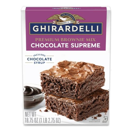 Ghirardelli Chocolate Supreme Premium Brownie Mix, Includes Chocolate Syrup, 18.75 oz Box