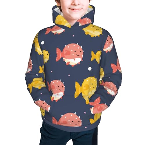 Cute Puffer Fish Kid Hoodies Boys Sweatshirts Girls Pullover with Pocket3