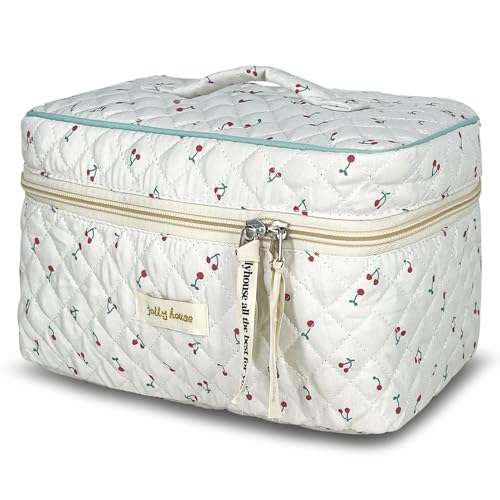 TOPALL Neceser Maquillaje Grande, Neceser Viaje Mujer de Algodón Neceser Cuero,Makeup Bag,XXL Organizador Bolsa de Aseo para Maquillaje Necessaire Viajes Accesorios de Mujer