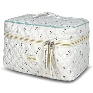 TOPALL Neceser Maquillaje Grande, Neceser Viaje Mujer de Algodón Neceser Cuero,Makeup Bag,XXL Organizador Bolsa de Aseo para Maquillaje Necessaire Viajes Accesorios de Mujer