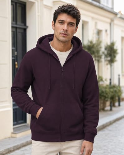 Image of Nobero Classic Zipper Hoodie for Men | Zip Up Hoodies for Men | Regular Fit | Full Zip Closure | Drawstring Hood | Zipped Hooded Sweatshirt | Cotton Rich Zipper Fleece Hoodie