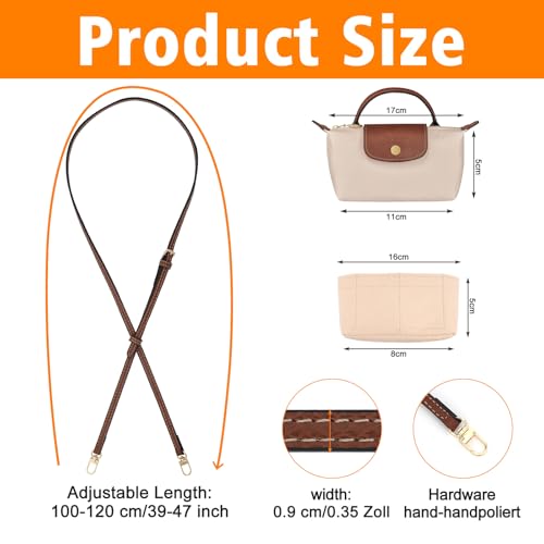 Image of 2Sets Shoulder Strap for Longchamp Bag Women, Purse Organizer, No-Punch Length Adjustable Leather Replacement Strap