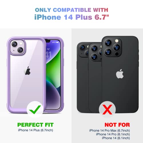 Diaclara Designed for iPhone 14 Plus Case, Full Body Rugged Case with Built-in Touch Sensitive Anti-Scratch Screen Protector, with Camera Lens Protector for iPhone 14 Plus 6.7" (Peri Purple) by Diaclara - Image 7