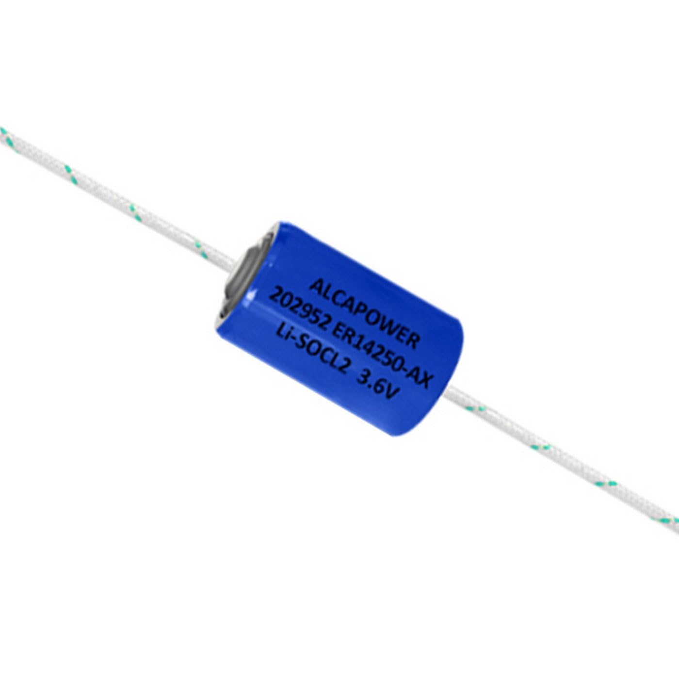 5x Pila Li-SOCL2 1/2AA ER14250 3,6V 1200mAh 1,2Ah, alta capacità, con reofori, lamelle, dimensioni 14 × 25 mm, per sensori, allarmi, dispositivi smart, lunga durata, batteria, litio cloruro di tionile