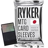 Ryker Card Sleeves for MTG Magic The Gathering - Made in Japan, Tournament Grade, Reinforced Edges, Crystal Clear Front, Textured Matte Back (100 Count, 1 Pack, Black)