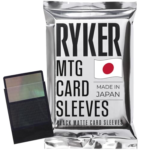 Ryker Card Sleeves for MTG Magic The Gathering - Made in Japan, Tournament Grade, Reinforced Edges, Crystal Clear Front, Textured Matte Back (100 Count, 1 Pack, Black)