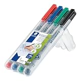 Staedtler Lumocolor 316 WP4 cienkopis, niepermanentny, około 0,6 mm, Staedtler Box z 4 sztukami, 316WP4, sortowany, 30