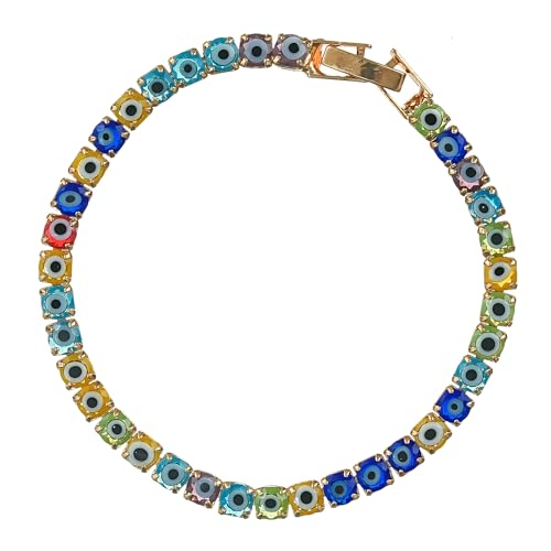 Image of eCraftIndia Multicolor Evil Eye Bracelet Rakhi with Best Bro Ever Fridge Magnet | Designer Rakhi for Brother Bhaiya Bhai Bhabhi | Roli Chawal Pack