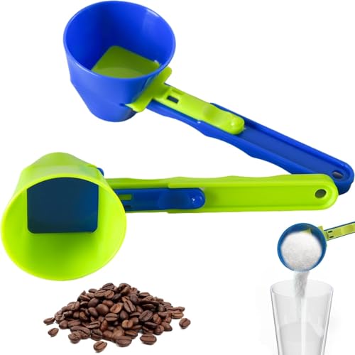 2Pcs Funnel Protein Powder Scoop, Gym Messlöffel, Coffee Scoops, Funnel Scoop für Pulver mit Schiebeboden, 2 in 1 Messschieber Scoop Funnel für präzise Messung Proteinpulver Kaffee Lebensmittel