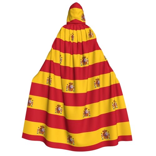 Cape à capuche unisexe imprimé drapeau espagnol déguisement Halloween et costume Noël