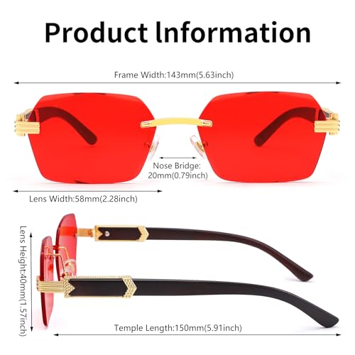 Image of COASION Fashion Rimless Frameless Sunglasses for Women Men Y2k Retro Sun Glasses Square Tinted Glasses