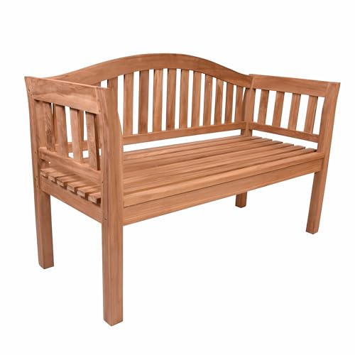 Divero stabile Gartenbank 2-Sitzer aus Teak-Holz behandelt – hergestellt in Handarbeit 131,5x54x87 cm - braun