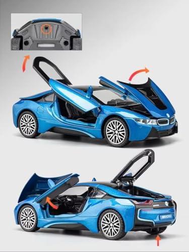 Image of 1:32 Scale BMW i8 Metal Diecast Car for Kids, Unisex, 3+