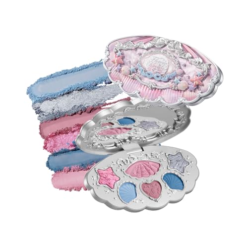 Flower Knows Shell's Jewel 6-Color Makeup Palette,Pink Blue Eyeshadow with