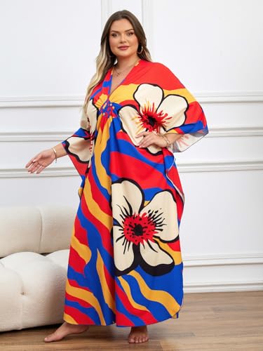 Image of Kaftan Dress for Women - Plus Size Caftan Maxi Beach Dress Moo Moos Loungewear, Swimsuit Cover Up for Beach, Pool or Vacation