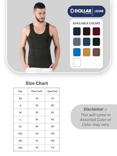 Image of Dollar Lehar Men Combed Cotton Round Neck Vest -Colour May Vary