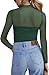 Zeagoo Womens Mesh Sheer Long Sleeve Top Mock Turtle Neck See Though Shirts Ruched Sexy Casual Going Out Blouses Green
