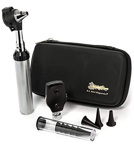L.E.D. Fiberoptic Otoscope - OPHTHALMOSCOPE Diagnostic Kit with Zippered Leatherette Case!