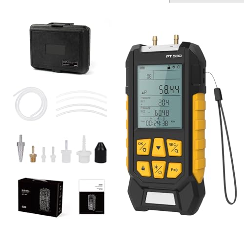 QPKING PT530 Digital Manometer, High-Precision Â±0.25% FS Differential Pressure Gauge, Dual-Port HVAC Gas Pressure Tester with 11 Selectable Units, Data Storage, Magnetic Back, Backlight