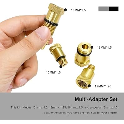 4PCS W80577 Compression Tester Spark Plug Adapters, 10/12/16/18mm Cylinder Compression Test Tool Spark Plug Adapter, Engine Diagnostic Tool Thread Adapters with O-Ring