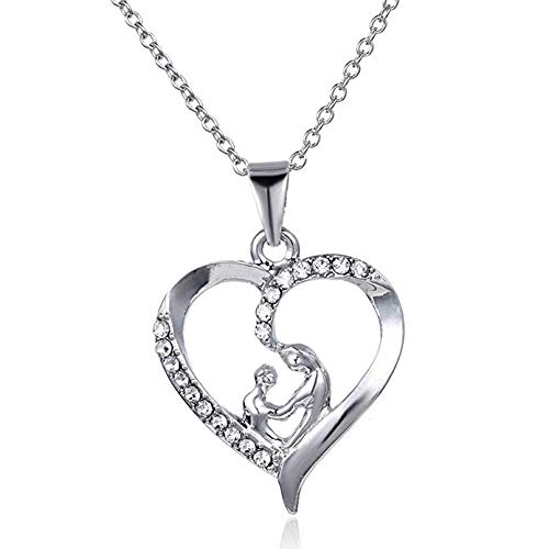 Gifts For Mom Women Mother Heart Pendant Necklace Mom Gifts Charm Fashion Chain Necklace Gifts For Mom From Son Daugter Mother's Day Christmas Gifts #TOP9