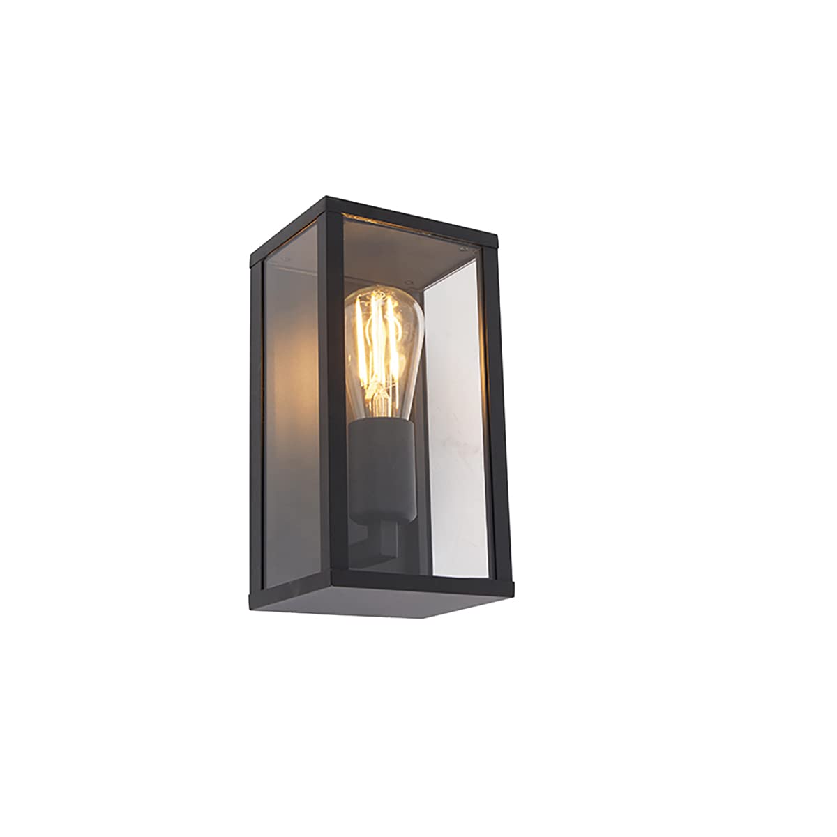 Qazqa Industrie außen Wandleuchte, Außenlampe mit Glas, Wandlampe für den Garten - Charlois - Schwarz, max. 40W, Geeignet für LED, 14cm, IP44, Im 2er-Set.