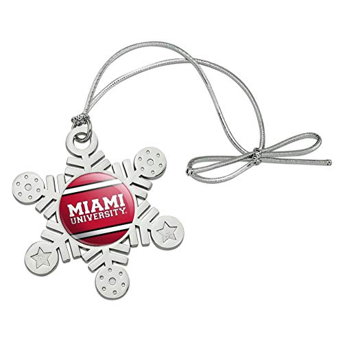 GRAPHICS & MORE Miami University Stripes Metal Snowflake Christmas Tree Holiday Ornament