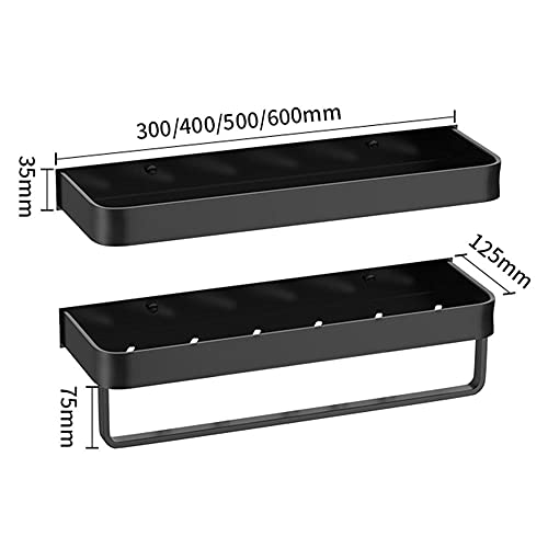 Schwarze Duschablage, Wandhalterung, kein Bohren, selbstklebende Duschregale, Aluminium-Aufbewahrung für Badezimmer, Küche und WC, 30 cm, B2-Schicht-Design