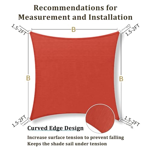 Shade&Beyond Custom PPR810 10'x18' Sun Shade Sail Canopy Rectangle, UV Block Sunshade for Backyard Yard Deck Outdoor Facility and Activities, Rust Red, (We Make Custom Size)