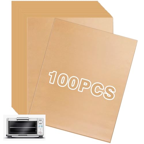 Air Fryer Paper Liners, 100 PCS Unbleached Parchment Paper Air Fryer Liners Disposable Compatible with Breville Mini Smart Oven BOV450 Air Fryer Accessories Non-Stick Baking Sheets