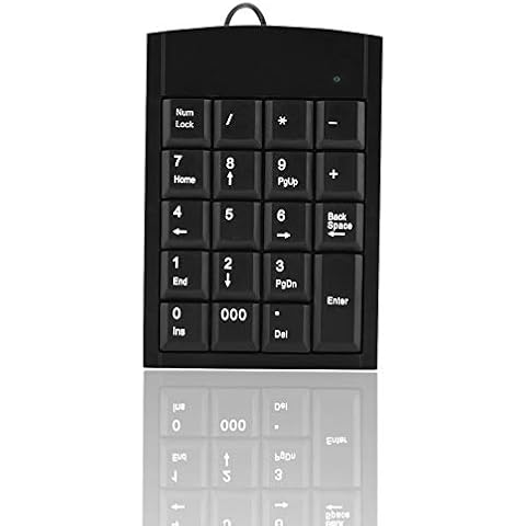 Wired USB Numeric Keypad with 18 Keys Slim Mini Number Pad for Windows 7/8 / 9/10, for LINUX, for Android, for IOS Cover