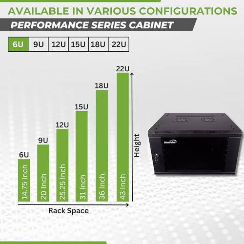 Image of NavePoint 6U Server Cabinet Wall Mount Rack Enclosure Includes 2 Fans, Locking Glass Door, Removable Side Panels - 6U Network Cabinet 17.7 inch Deep, 19 Inch Server Rack for IT and A /V Equipment