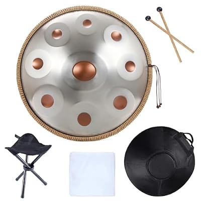 Handpan 432Hz 9 Notes D Minor 22 Inch Pantam Drum, 440Hz Steel Drum Musical Instruments Steel Handpan Drum Instrument (12 Notes 440hz)