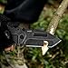 AUBEY Folding Pocket Knife with Tanto Tumbled 440C Steel Blade, Frame Lock, Black G10 Handle, Clip, Glass Breaker, Heavy Duty EDC Knife for Men Hunting, Magic Axe
