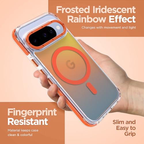 Image of Magnetic Case for Google Pixel 10 /10 Pro [Compatible with Magsafe] [Cute Fashion Fluorescent Design] Shockproof Slim Translucent Matte Case for Pixel 10 /10 Pro 6.3 inch, Orange