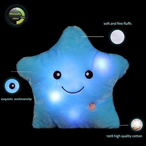 sofipal LED Twinkle Star Shaped Plush Pillow, Creative Night Light Glowing Cushions Plush Stuffed Toys Gifts for Kids, Decoration (Blue) 2 41mkFZsr aL. AC
