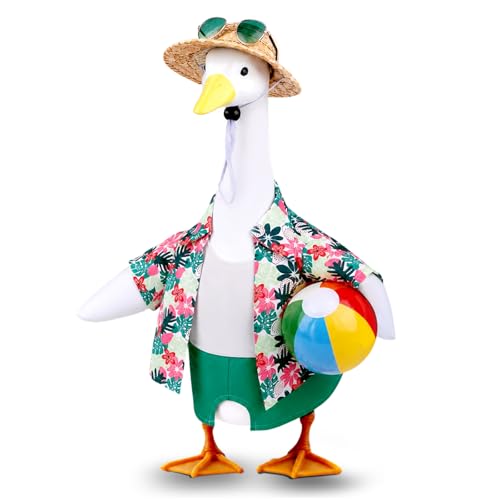 Pextian Hawaiian Porch Goose Outfits, 23'' Summer Lawn Goose Costume, Goose Clothes for Outdoor Garden Yard Decor