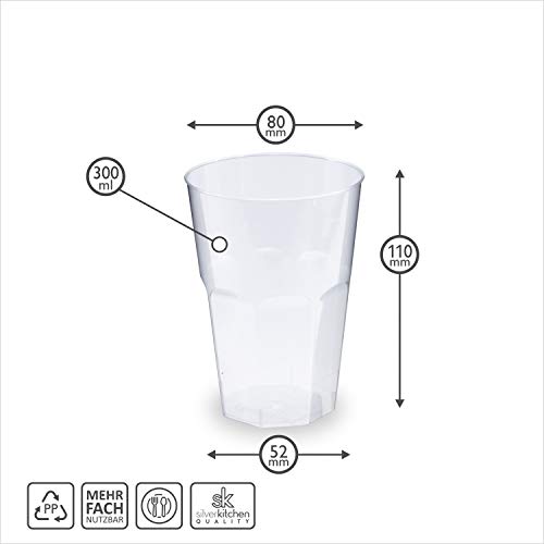 Silverkitchen 30x Cocktail Becher 0,3 L transparent aus PP 6-eckig Made In Germany Hartplastik Trinkbecher bruchsichere Cocktailbecher… – Ansicht 4