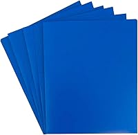 Vista 3 de JAM PAPER Heavy Duty Plastic Two Pocket Extra Tough School Folders - Blue - 6/Pack