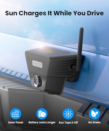 Image of AUTO-VOX Wireless Backup Camera Solar Magnetic, 1-Min DIY Install | 5 inch 1080P HD Dual Channel Monitor, Protective Carry Case, Stable Signal, IP69 Waterproof Back Up Camera for Truck,Car,Trailer