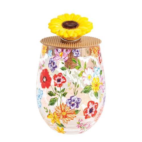 Mud Pie Floral Stemless Glass Set