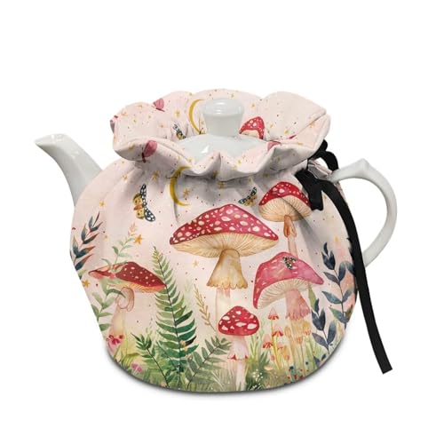 Image of Red Mushroom Tea Cozies for Teapots Tea Cosy Tea Cover Keep Warm Tea Pot Dust Cover Insulated Kettle Cover for Home Kitchen Decorative Accessories