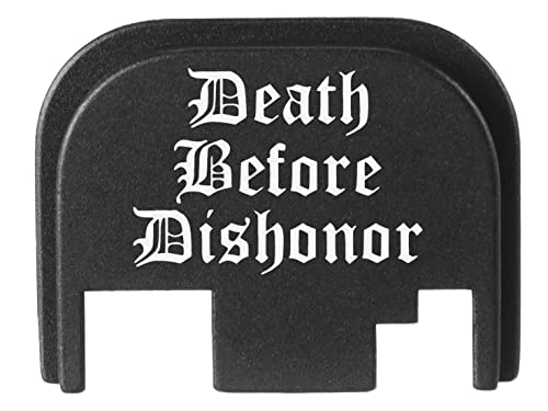 NDZ Performance Rear Slide Cover Back Plate for Glock Gen 1-4 Laser Engraved Hardcoat Anodized Aluminum in Black - Death Before Dishonor
