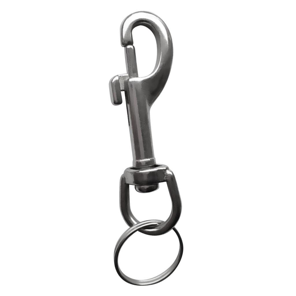 ATORSE® Heavy Duty Strong Durable Silver 316 Stainless Steel Single Ended Bolt Snap Hook Clip & Split Keyring for Scuba Diving