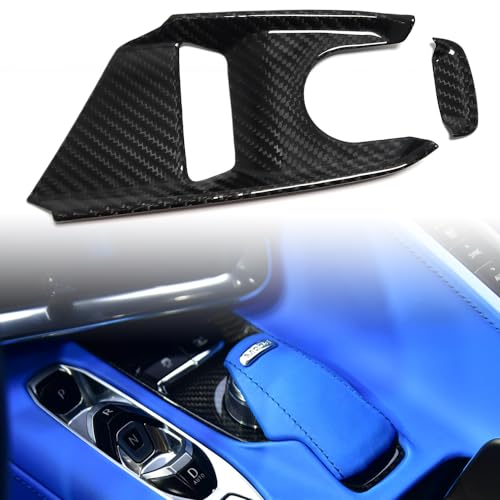Jogon Carbon Fiber Gear Shift Base Panel Cover for Corvette C8 Z06 Z51 Coupe HTC 2020 2021 2022 2023 2024 Drive Mode Selector Knob Overlay Trim (Black)