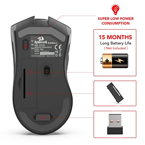 Mouse ottico wireless M652 da 2,4 G con ricevitore USB, mouse portatile per gaming e ufficio, 5 livelli DPI regolabili, 6 pulsanti per desktop, MacBook, notebook, PC, laptop, computer - Mouse gaming - Immagine 6