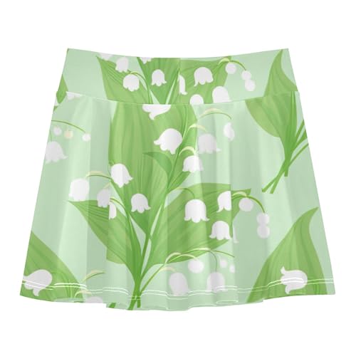 Lily of Valley Green Girls' Shorts Athletic Skorts Kids Tennis Skirts Floral Butterfly 3t2