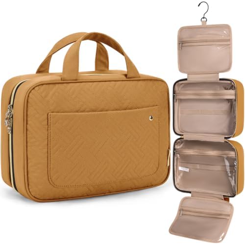 BAGSMART kulturtasche Damen, Kulturbeutel zum Aufhängen, wasserdicht(L) | 32 x 85cm ausgerollt, 3-5 Tage, 4 Fächer, elastische Bänder, 360° Haken, Doppel-RV, Polyester, Reise & Zuh