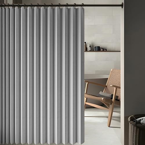 Rideau décoratif œillets imperméable et magnétique gris moderne