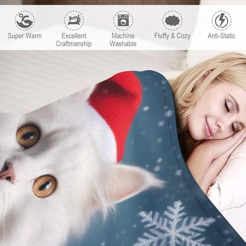 Plaid doux et chaud chat de noël, couvre-lit facile à nettoyer